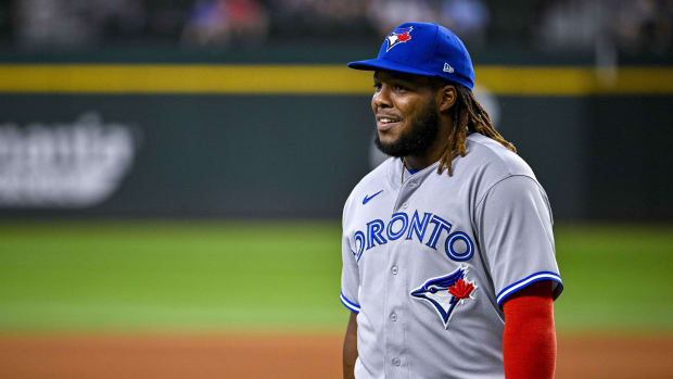 Toronto Blue Jays 1B Vladimir Guerrero Jr. smiles after game